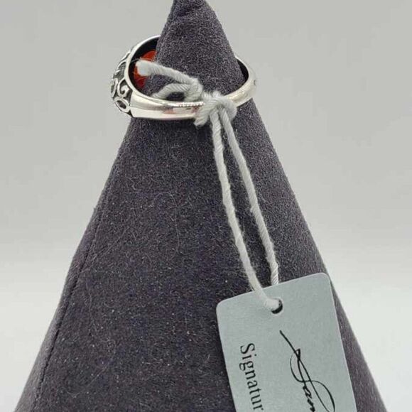 Samuel B Benham Orange Stone Sterling Silver Filigree Ring size 7 - Picture 8 of 12